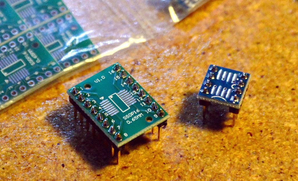 Surface mount to breadboard IC adapters