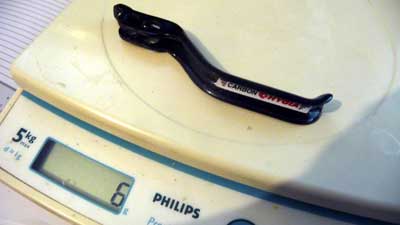 Hygia SLP Carbon Fibre Lever on scale at 6g