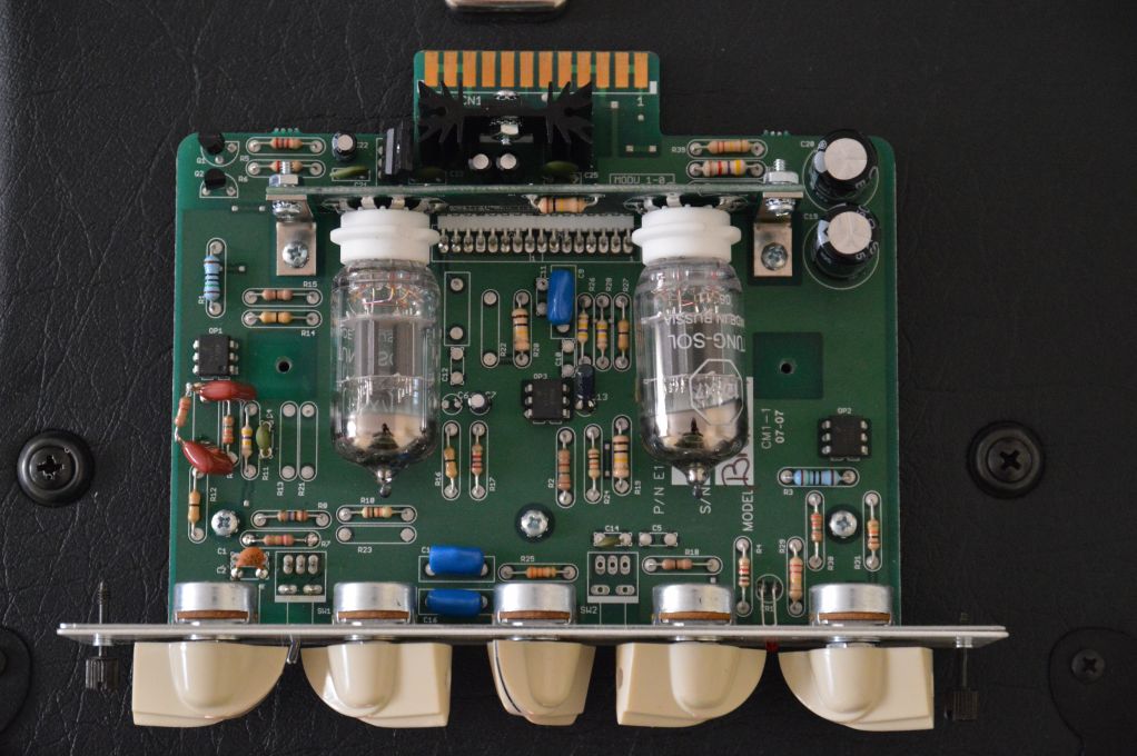 Randall MTS Brahma module top view of PCB with tube shield removed