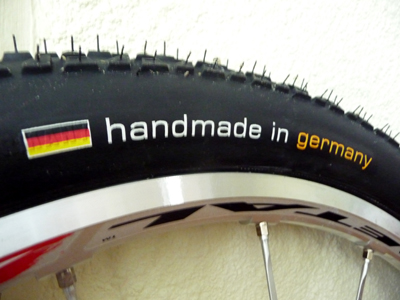 Picture of Continental Race King Supersonics sidewall with handmade in germany written on them