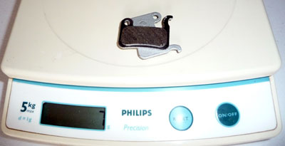 A2Z ultralight pads (aluminum backed) weighing 7g on my scale