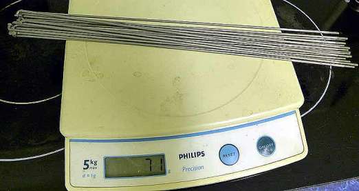 Marwi titanium spokes being weighed