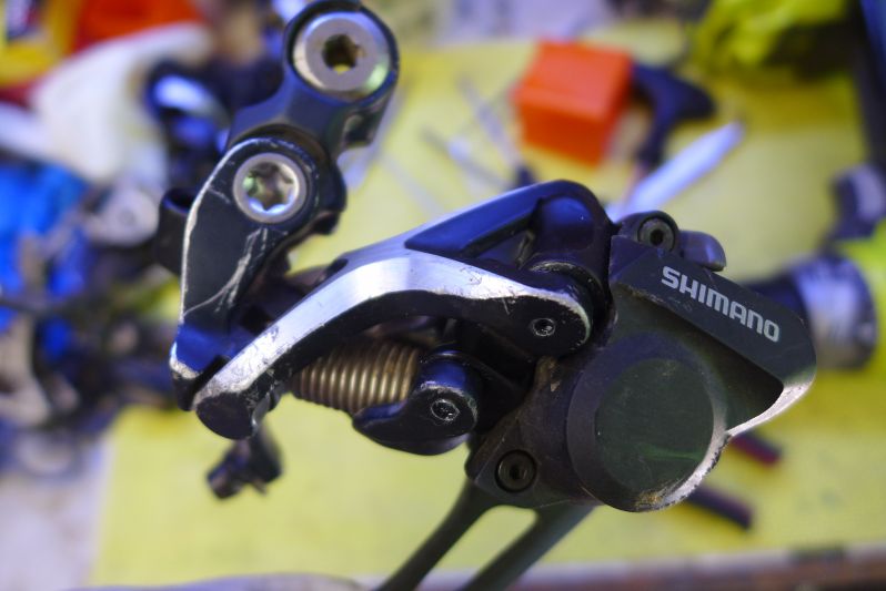 9 speed XTR shadow rear derailleur fitted with clutch mechanism from XT shadow plus