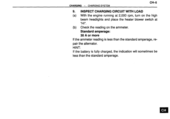 Page 4- Inspect charging circuit with load
