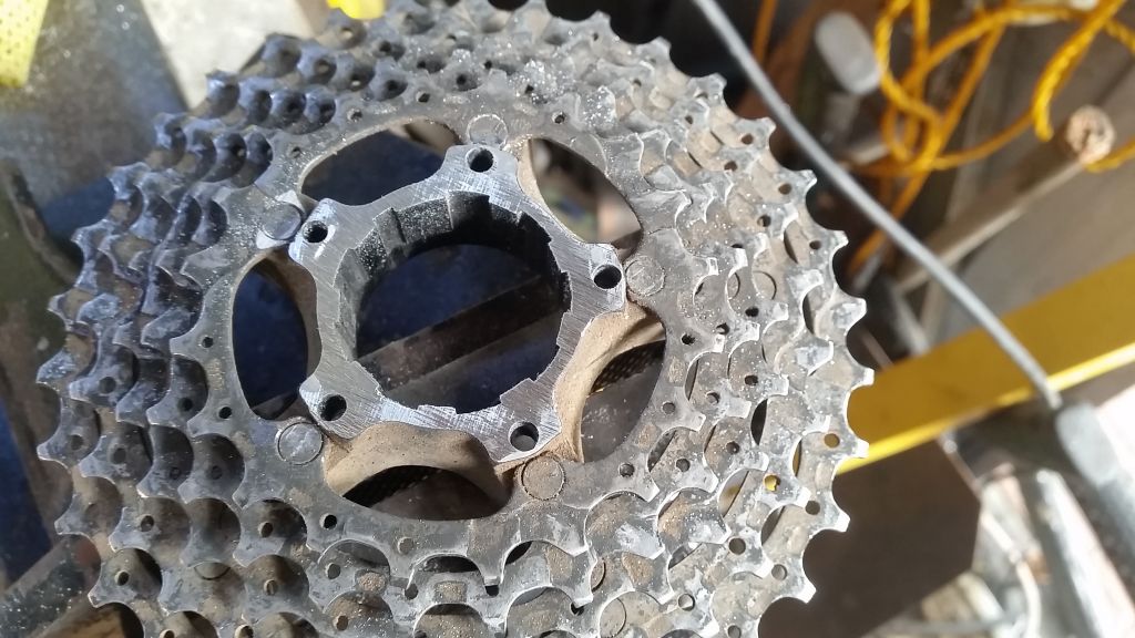 Modifying XT 9 speed cassette to remove 17t cog for use with range extender