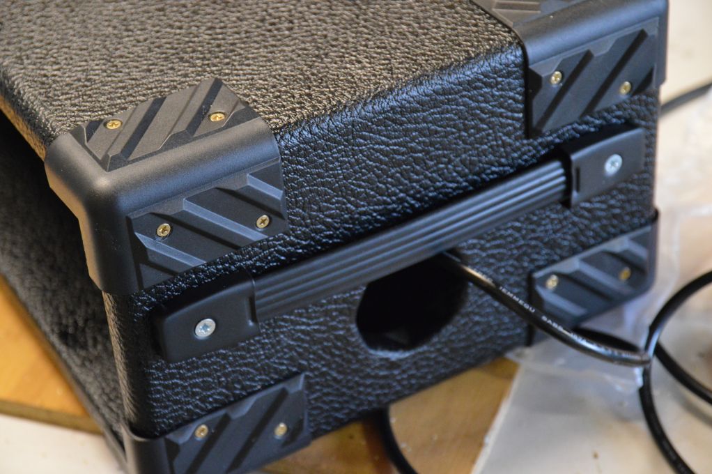 Side handle view of custom made case for Behringer XR18