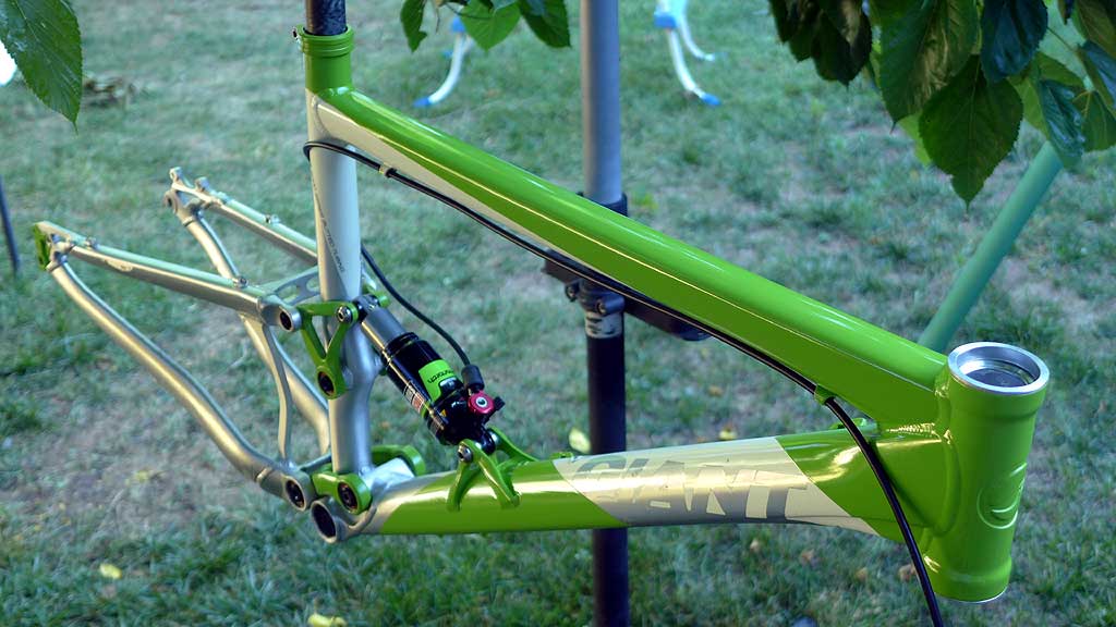 Repainted Anthem frame with green highlights and Monarch XX rear shock