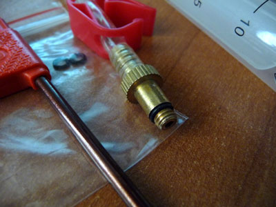 Close-up of brass bleed port adapter